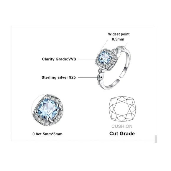 🎀Genuine S925 Topaz &Diamond Earings and Ring Set - Picture 10 of 11